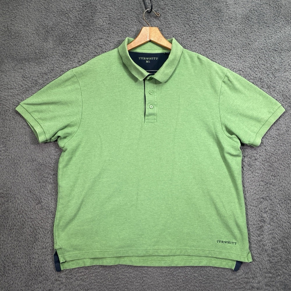 Charles Tyrwhitt Polo Shirt Mens XL Green Pique Mesh Short Sleeve Logo Golf